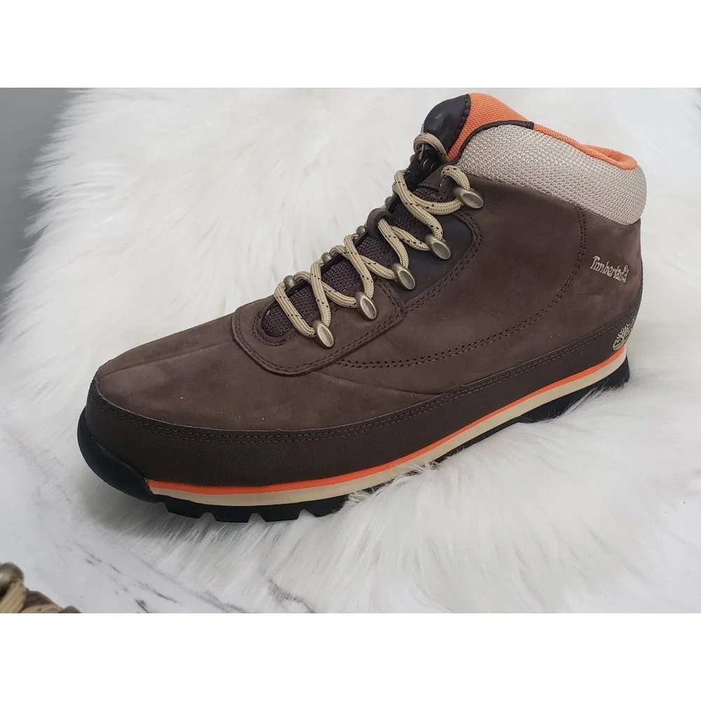 SIZE 9 Timberland‎ Euro Brook Men's Mid Boots Wheat Brown Nubuck Leather 6608B